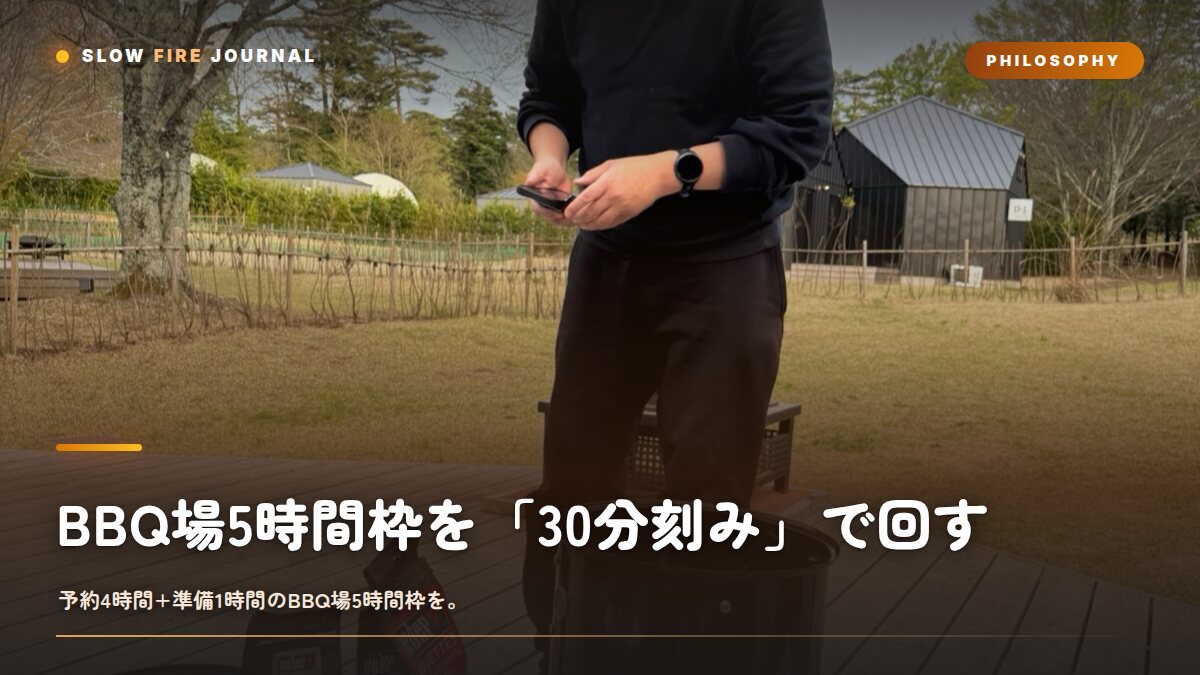 BBQ場5時間枠を「30分刻み」で回す — 撤収まで逆算する進行台本